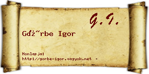Görbe Igor névjegykártya